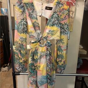 Fashion Nova Tropical Print Dress - Multicolor